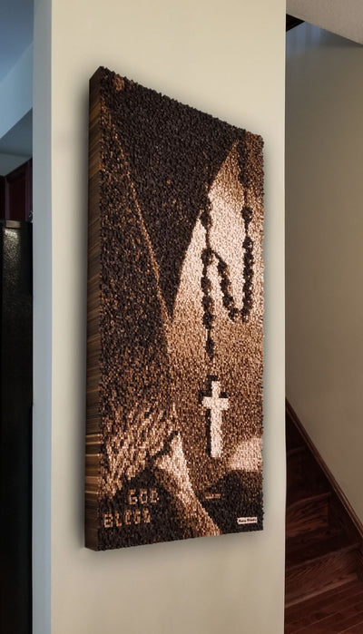 rosary handcrafted handmade custom wood mosaic artwork | art