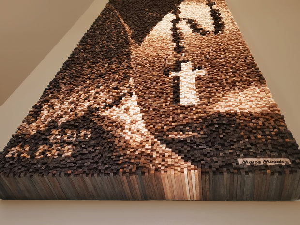 handcrafted handmade custom wood mosaic rosary artwork | art